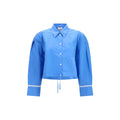 Ganni Blaues Baumwollhemd mit Muster