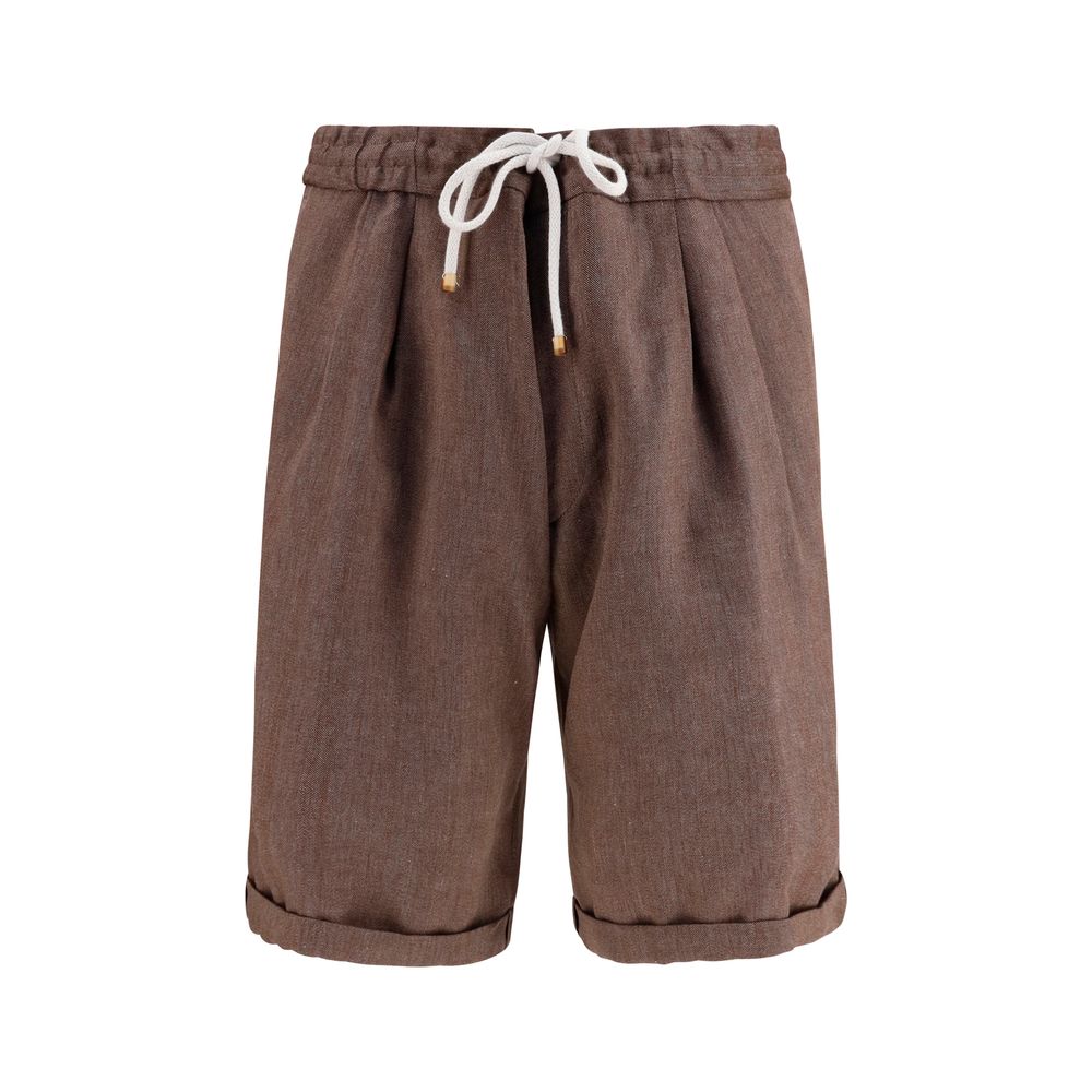 Brunello Cucinelli Braune Leinen-Bermudashorts