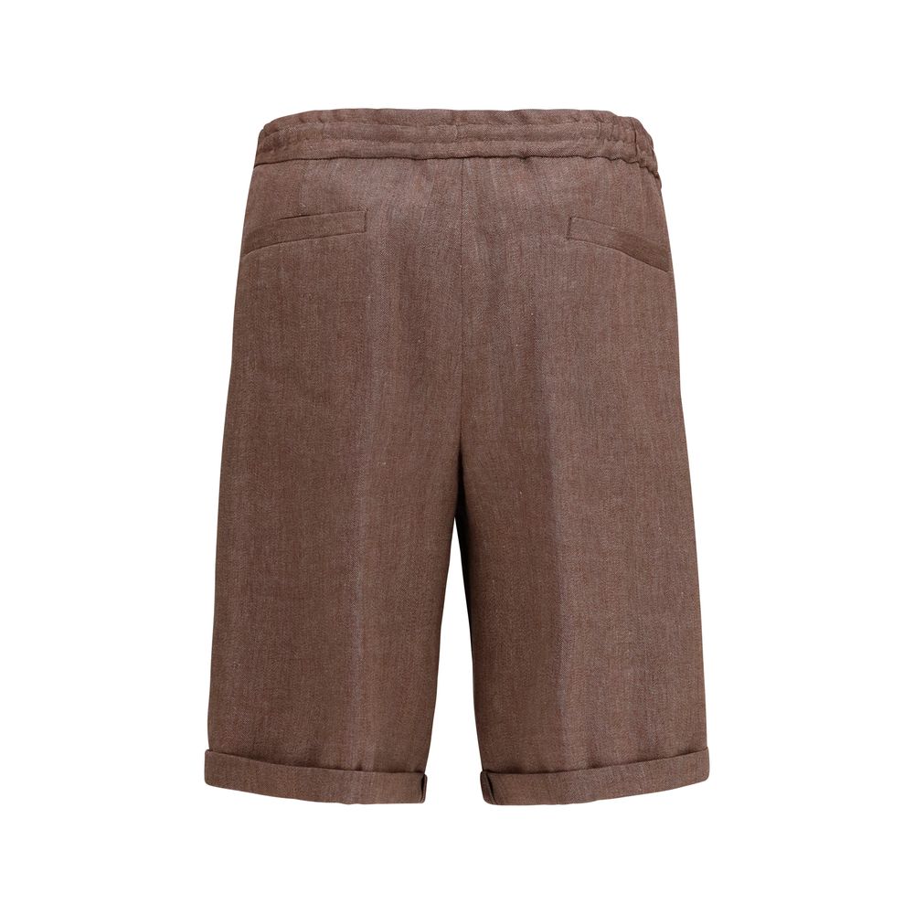 Brunello Cucinelli Braune Leinen-Bermudashorts