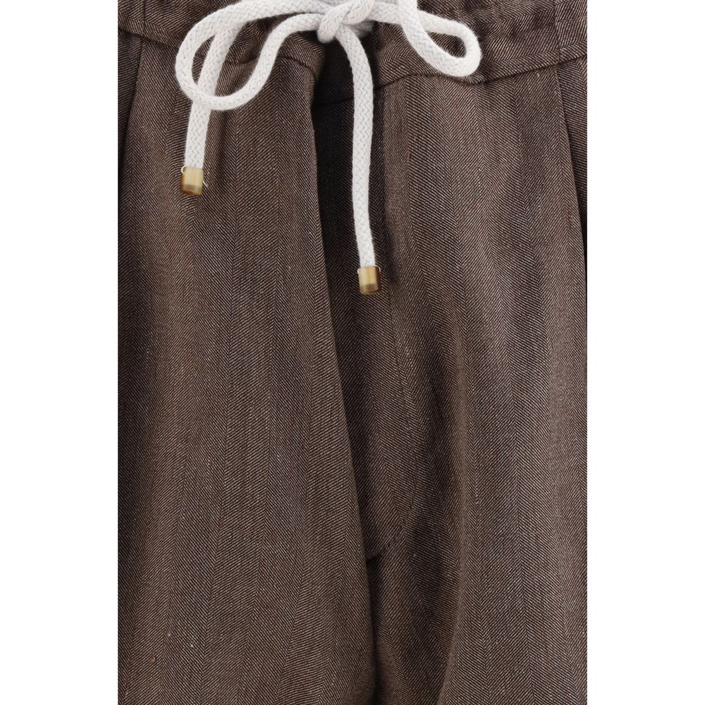 Brunello Cucinelli Braune Leinen-Bermudashorts