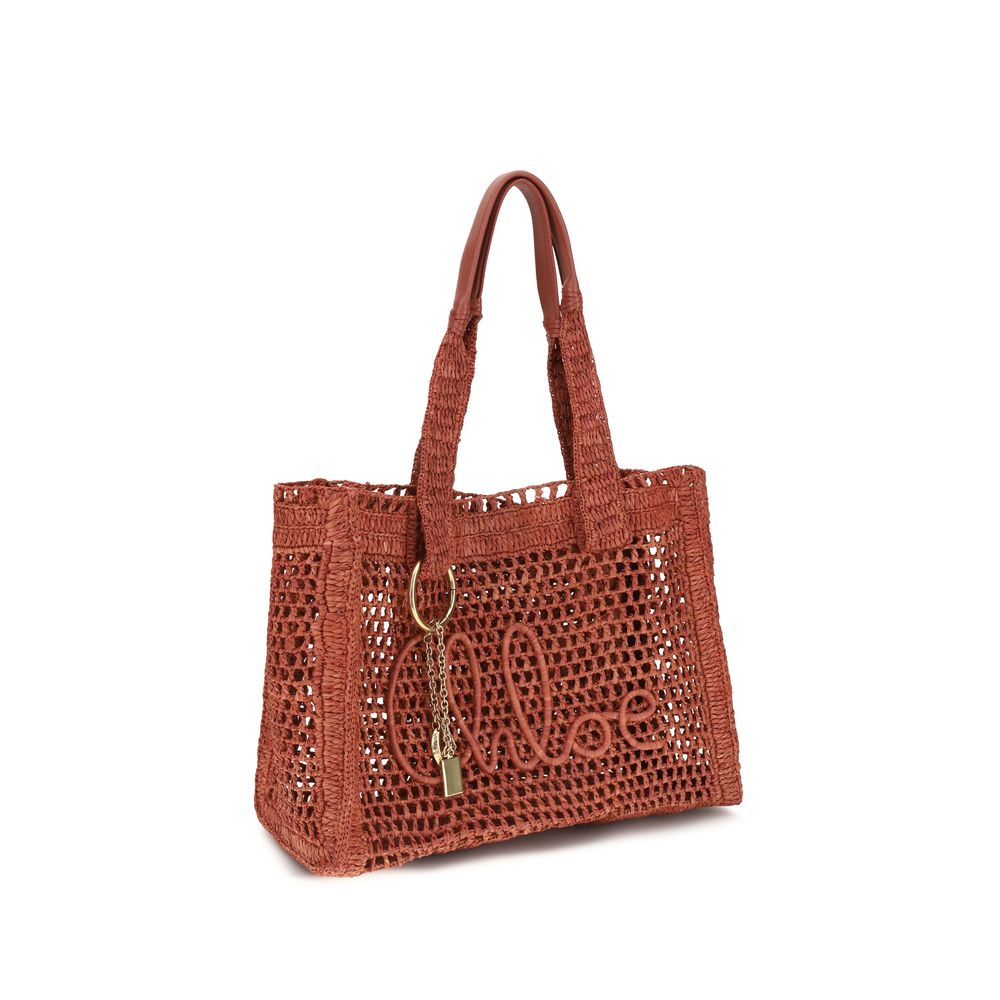 Chloé Braune Raffia-Umhängetasche