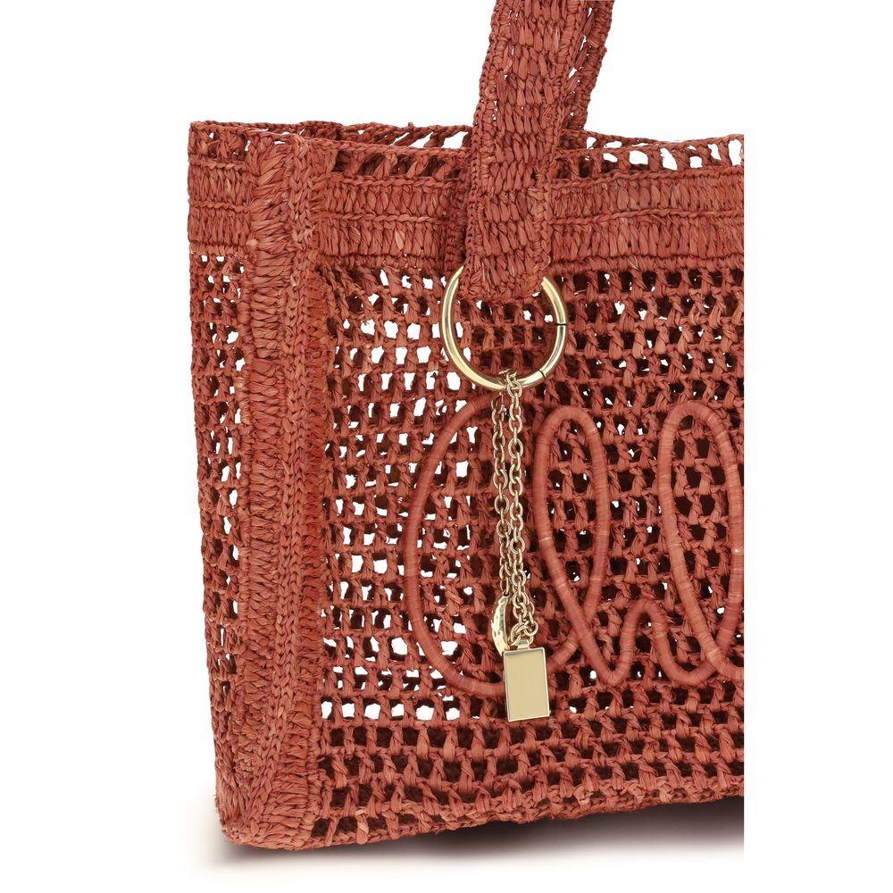 Chloé Braune Raffia-Umhängetasche