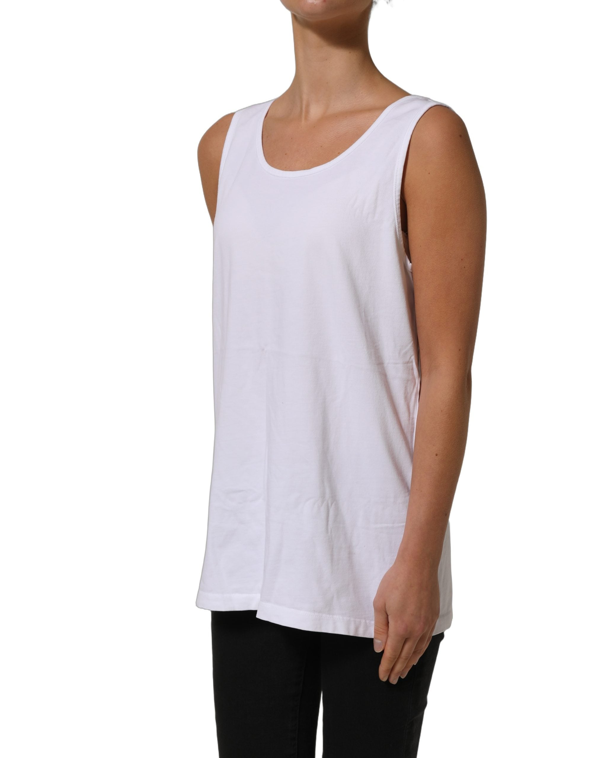 American Vintage Weißes ärmelloses Baumwoll-Rundhals-Tanktop