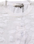 Alpha Studio Weiße Bluse mit Blumen-Spitzenstrick und kurzen Ärmeln