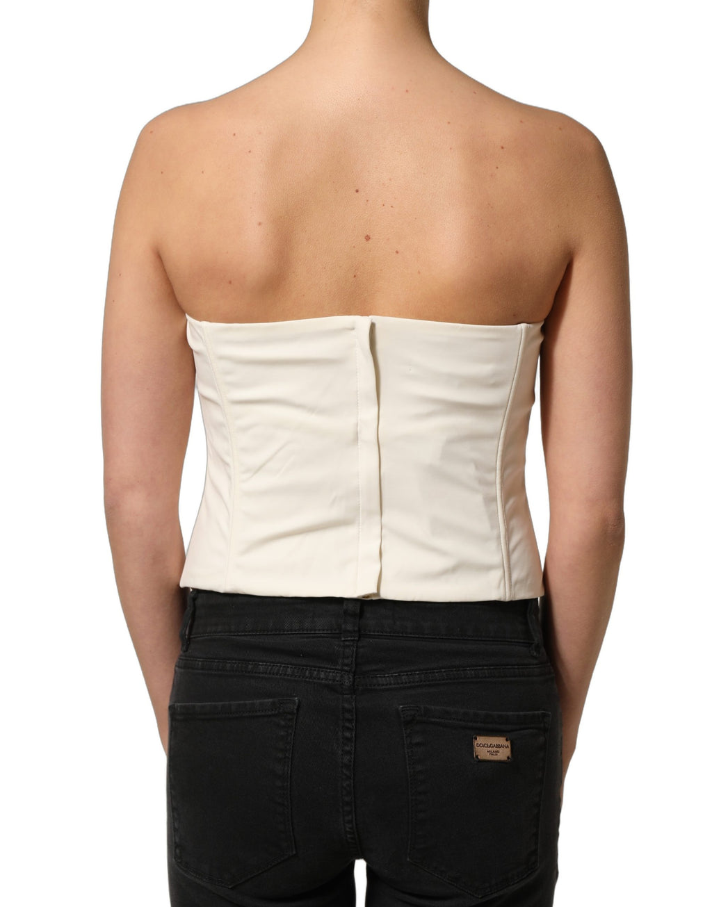 Elisabetta Franchi Trägerloses Korsett mit Herzausschnitt in Off-White