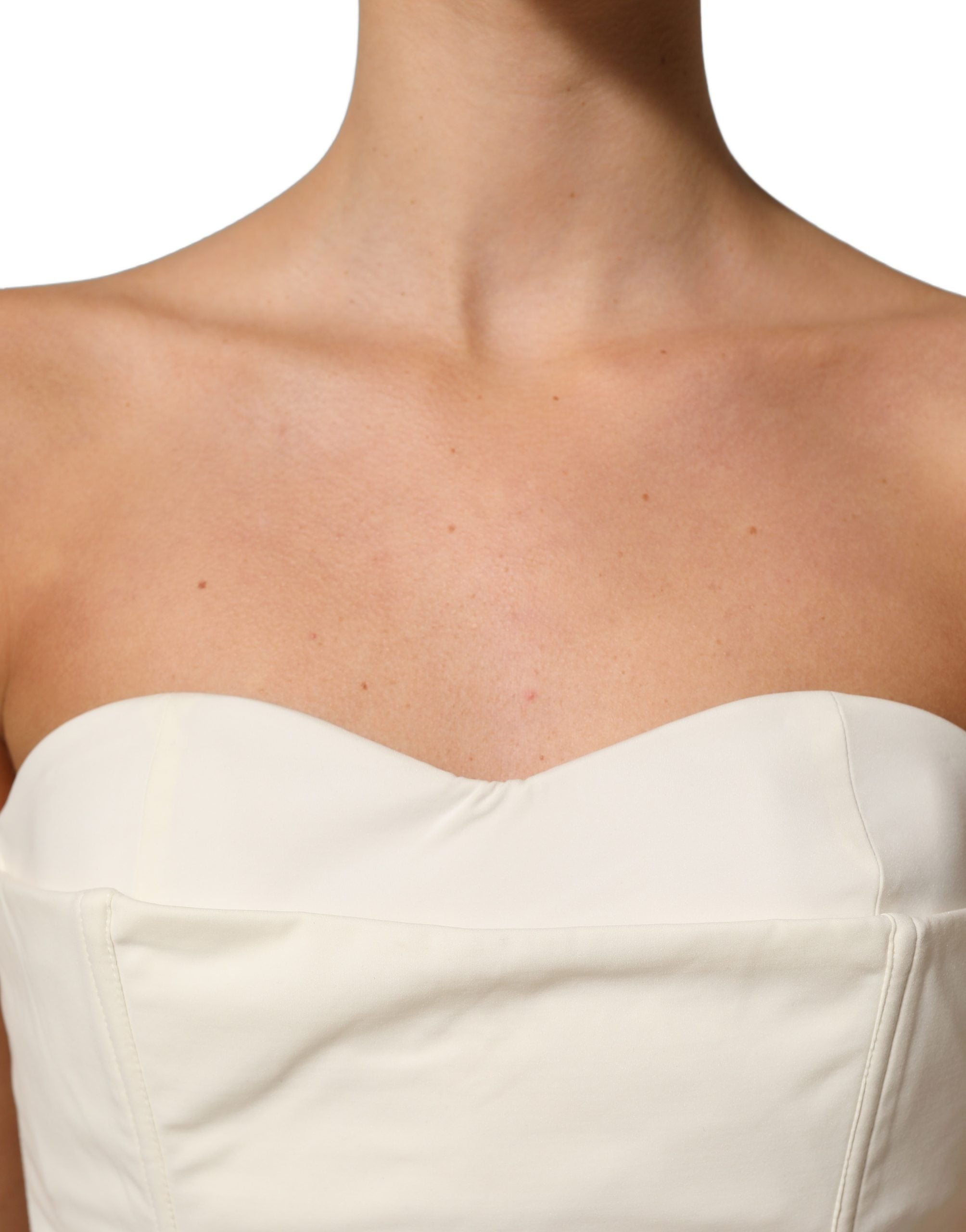 Elisabetta Franchi Trägerloses Korsett mit Herzausschnitt in Off-White