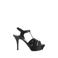 Saint Laurent Schwarze Bos Taurus Kalbsleder Plateau-Sandalen