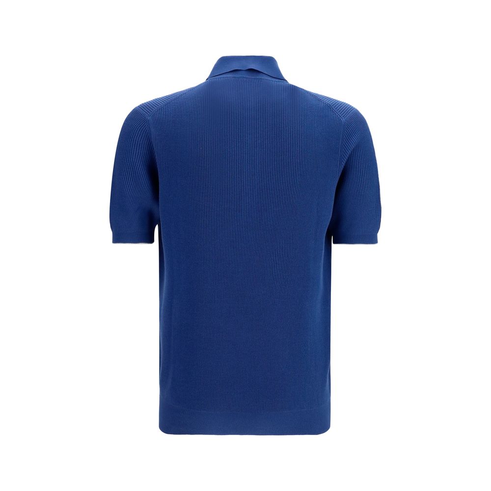 Brunello Cucinelli Blaues Baumwoll-Polohemd