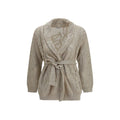Brunello Cucinelli Beige Leinenstrickjacke