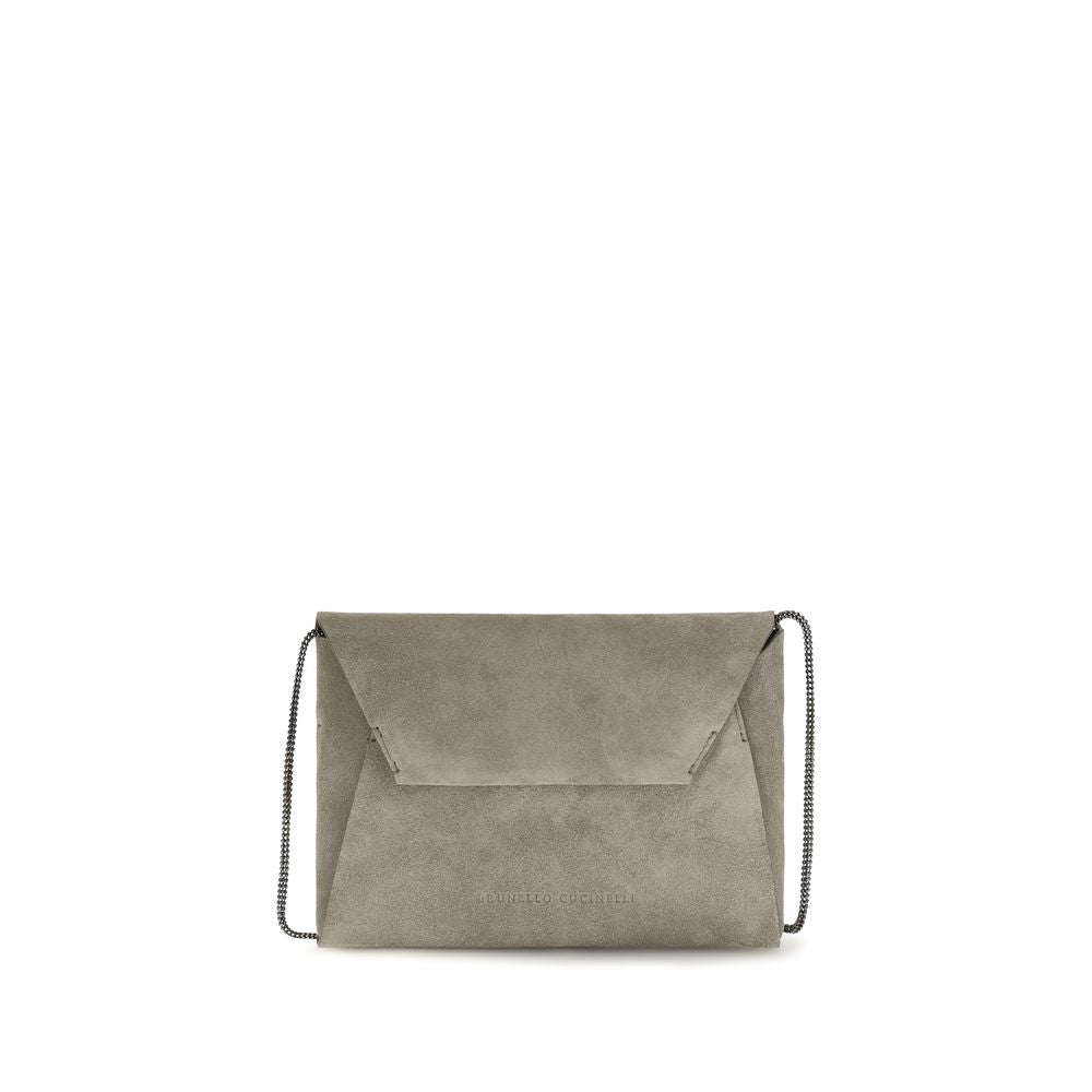 Brunello Cucinelli Graue Bos Taurus Kalbsleder Schultertasche