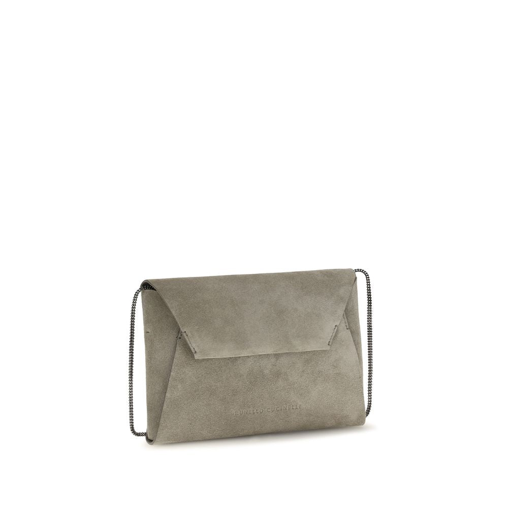 Brunello Cucinelli Graue Bos Taurus Kalbsleder Schultertasche