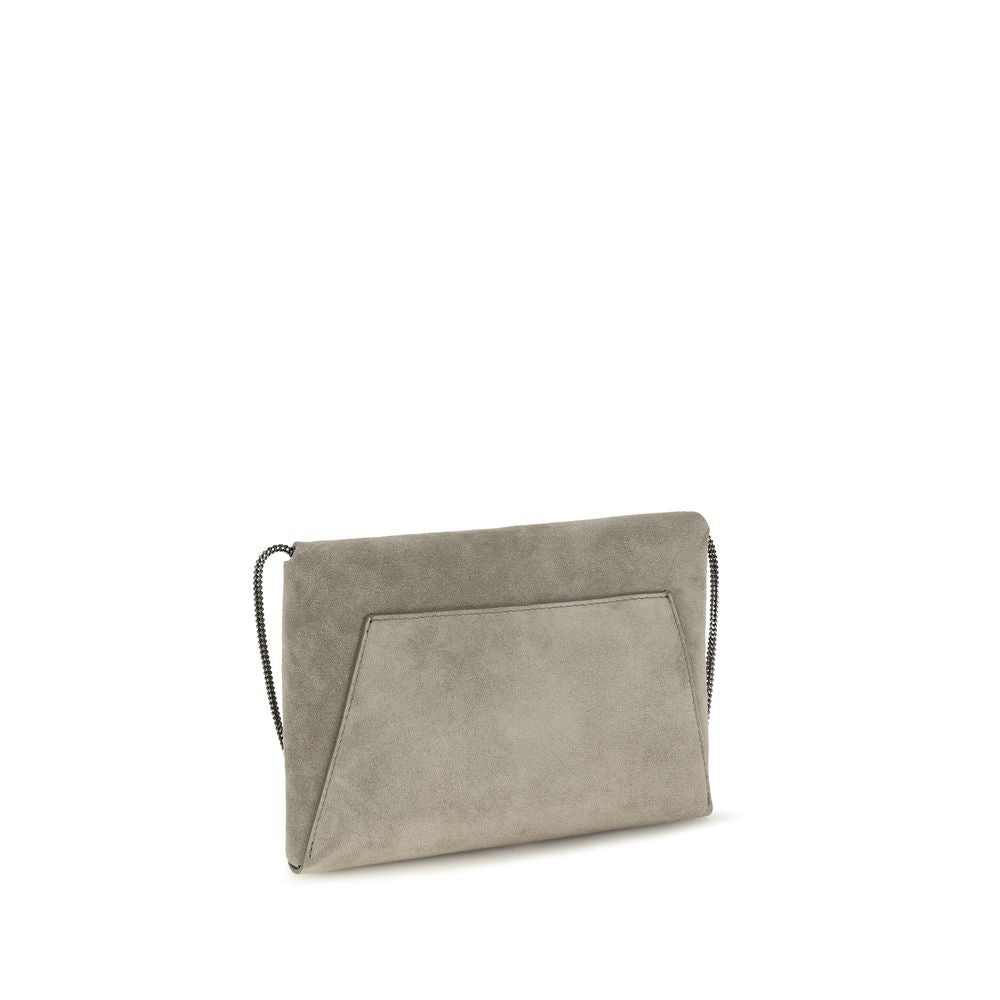 Brunello Cucinelli Graue Bos Taurus Kalbsleder Schultertasche