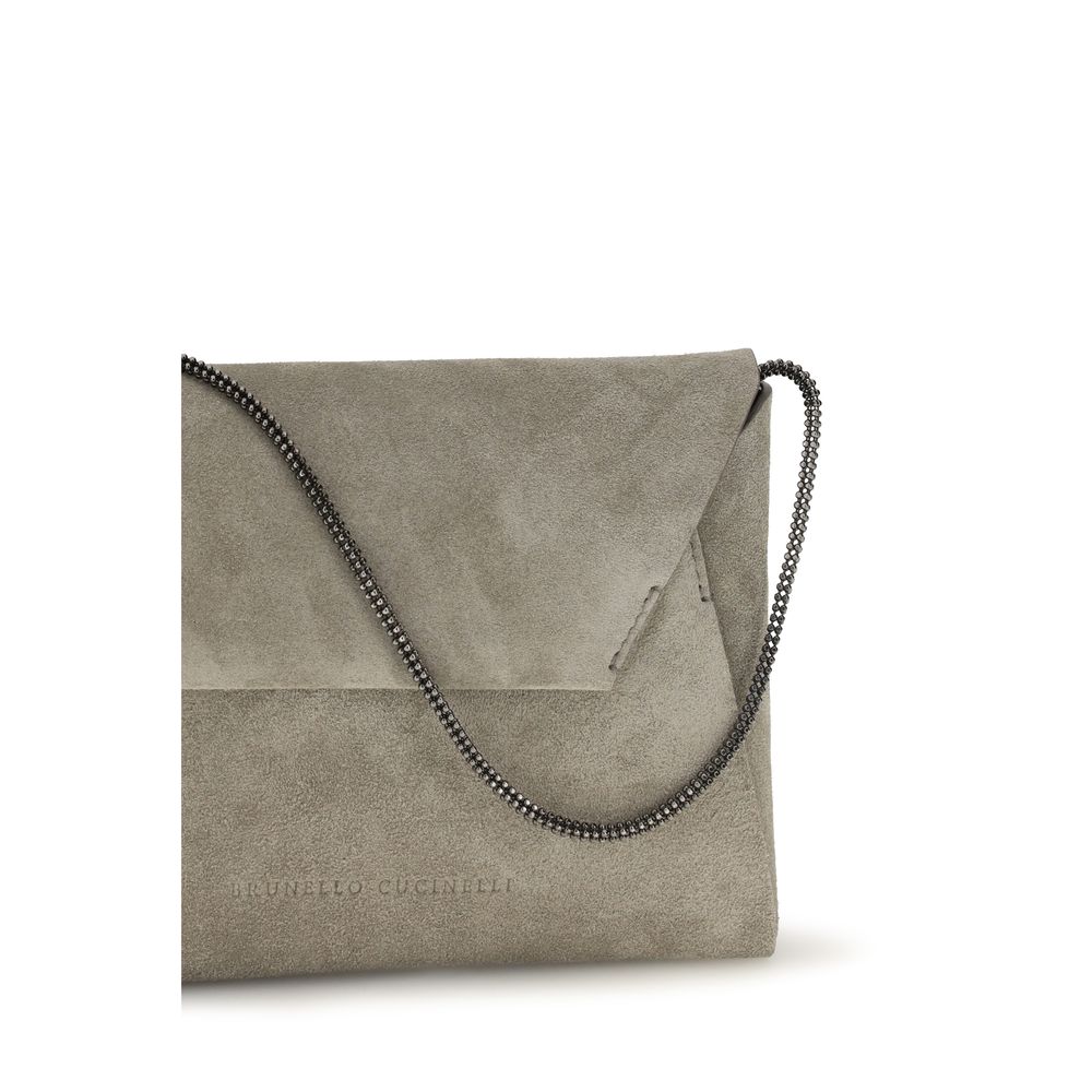 Brunello Cucinelli Graue Bos Taurus Kalbsleder Schultertasche