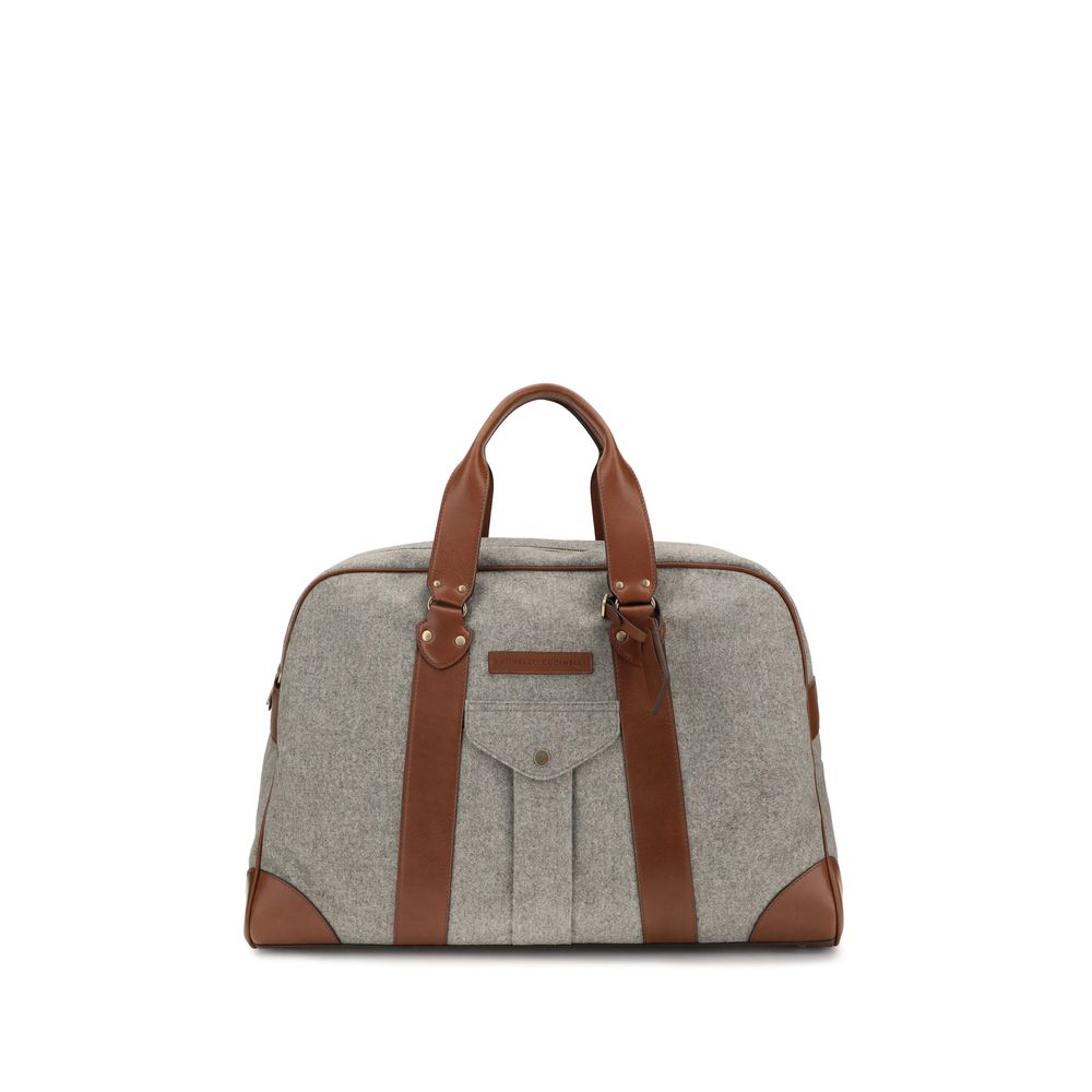 Brunello Cucinelli Beige Woll-Oves Aries Reisetasche