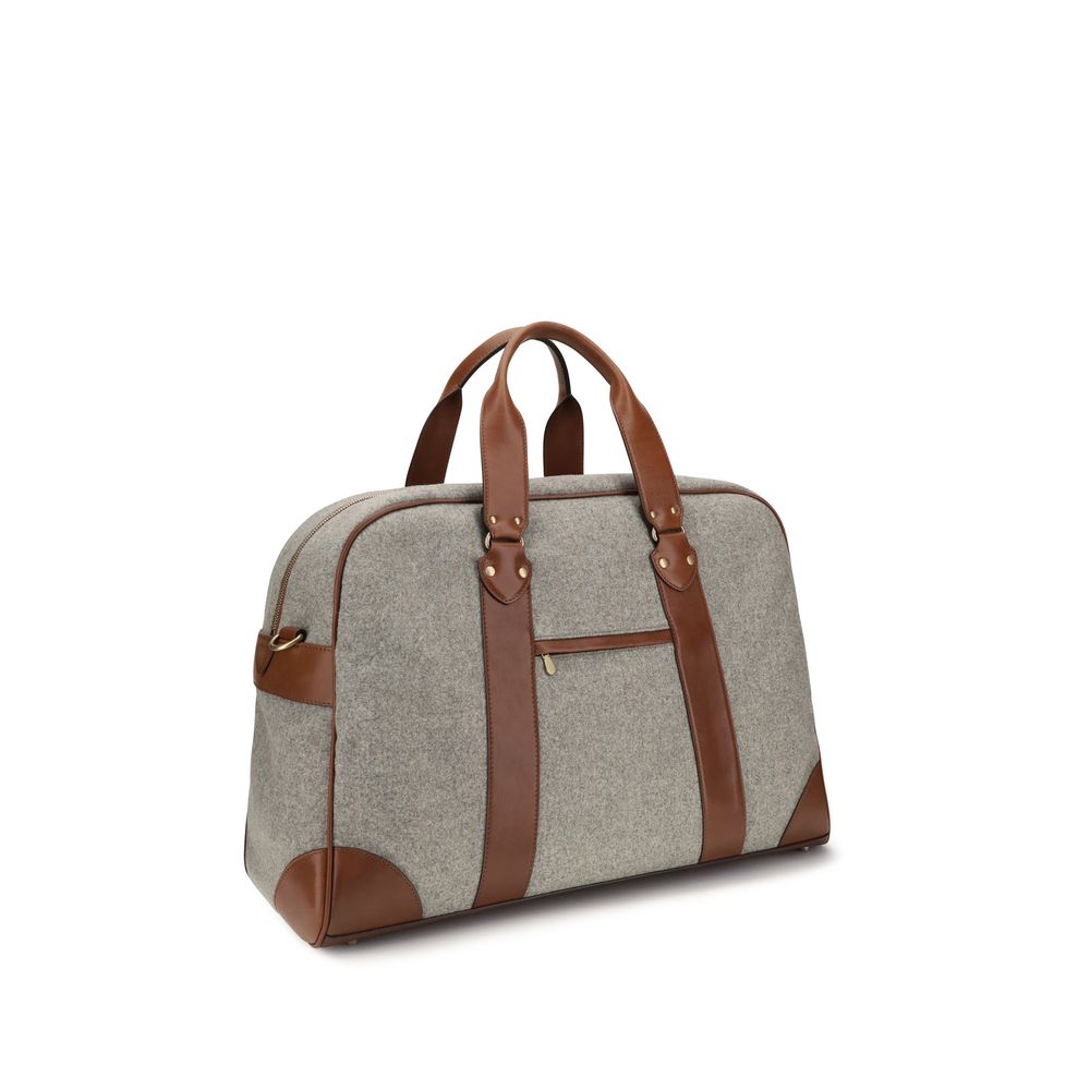 Brunello Cucinelli Beige Woll-Oves Aries Reisetasche