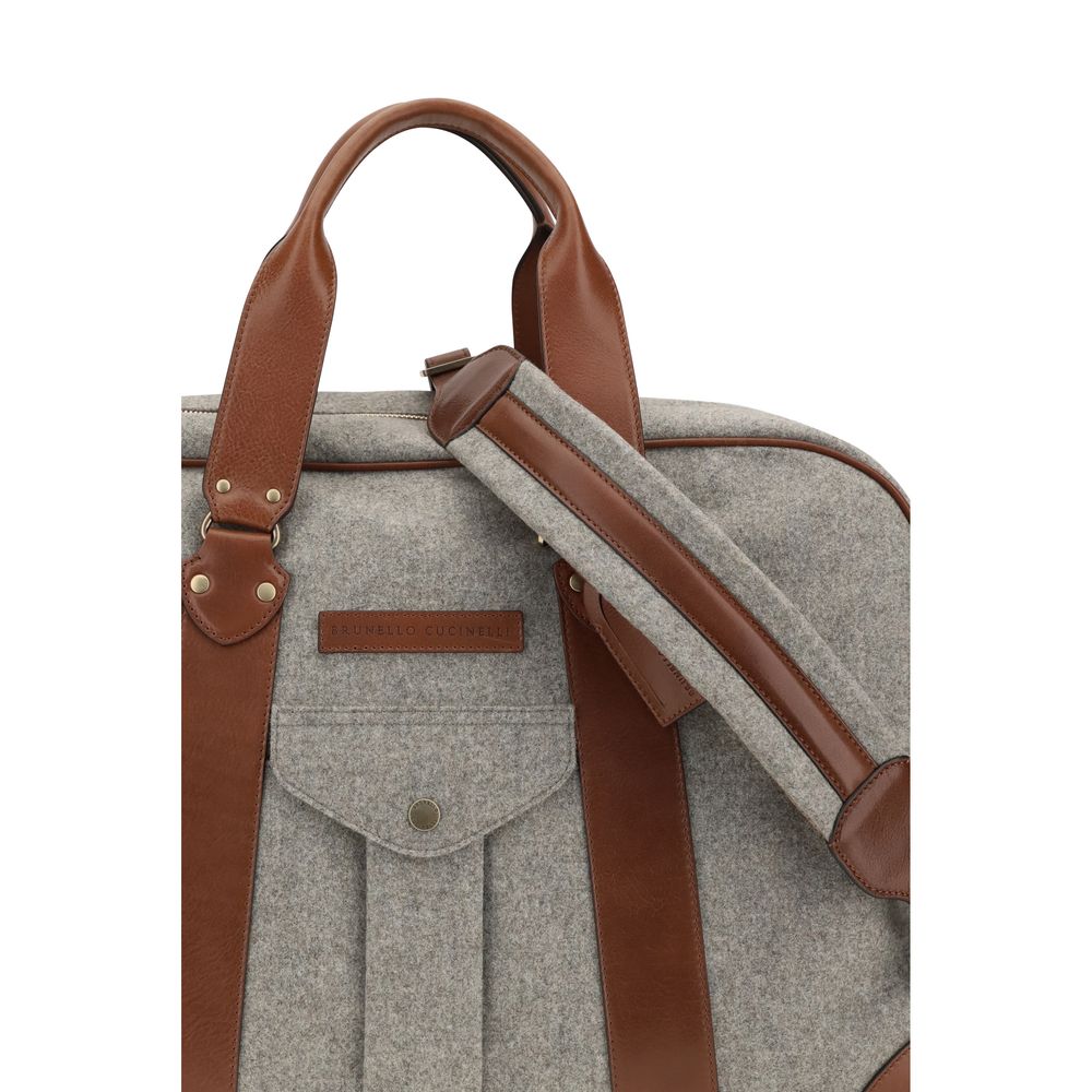 Brunello Cucinelli Beige Woll-Oves Aries Reisetasche