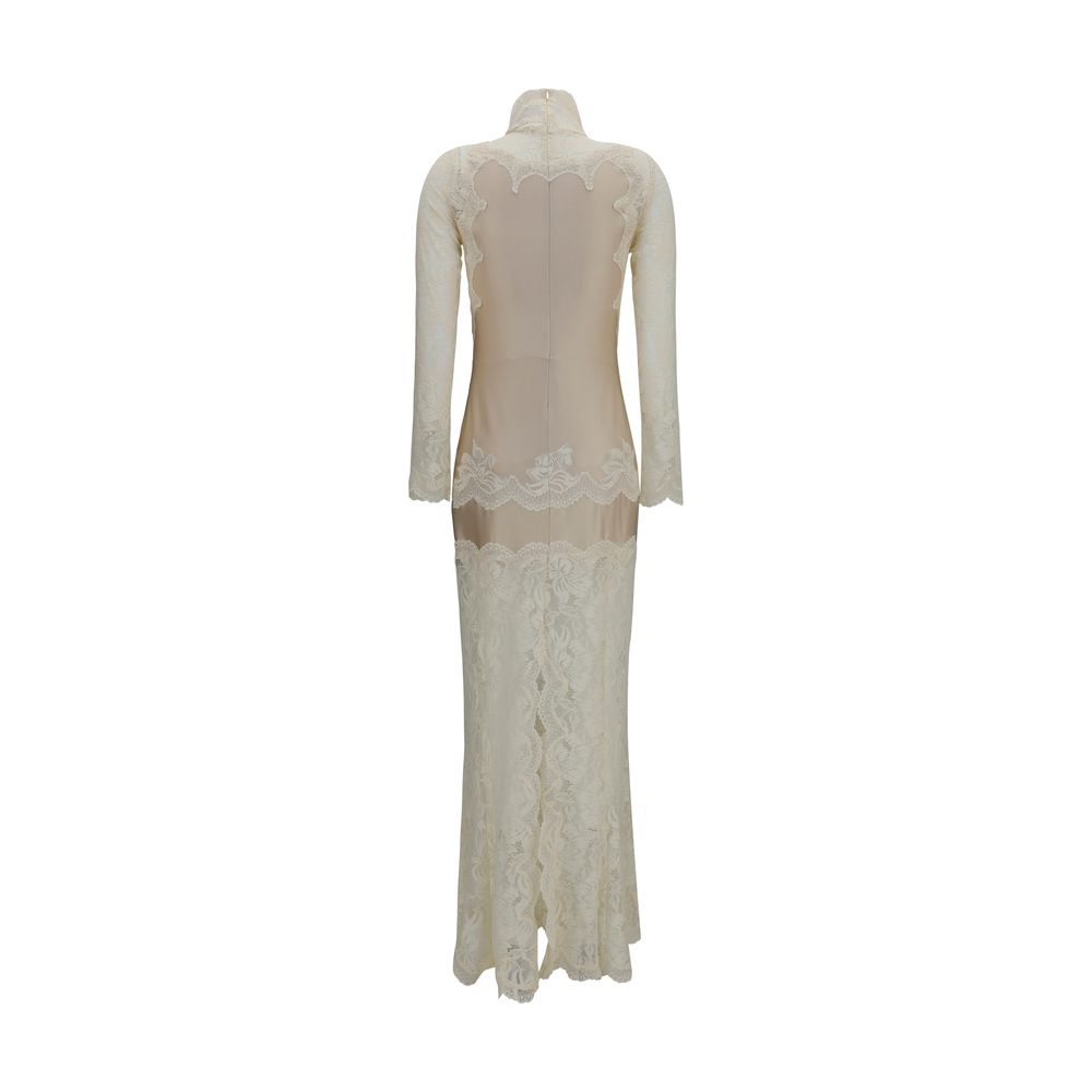 Rabanne Langes Kleid aus beigem Polyamid