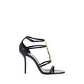 Saint Laurent Schwarze Bos Taurus Kalbsleder-Sandalen mit Stilettoabsatz