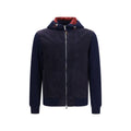 Brunello Cucinelli Blaue Jacke aus Wolle Oves Aries in voller Länge