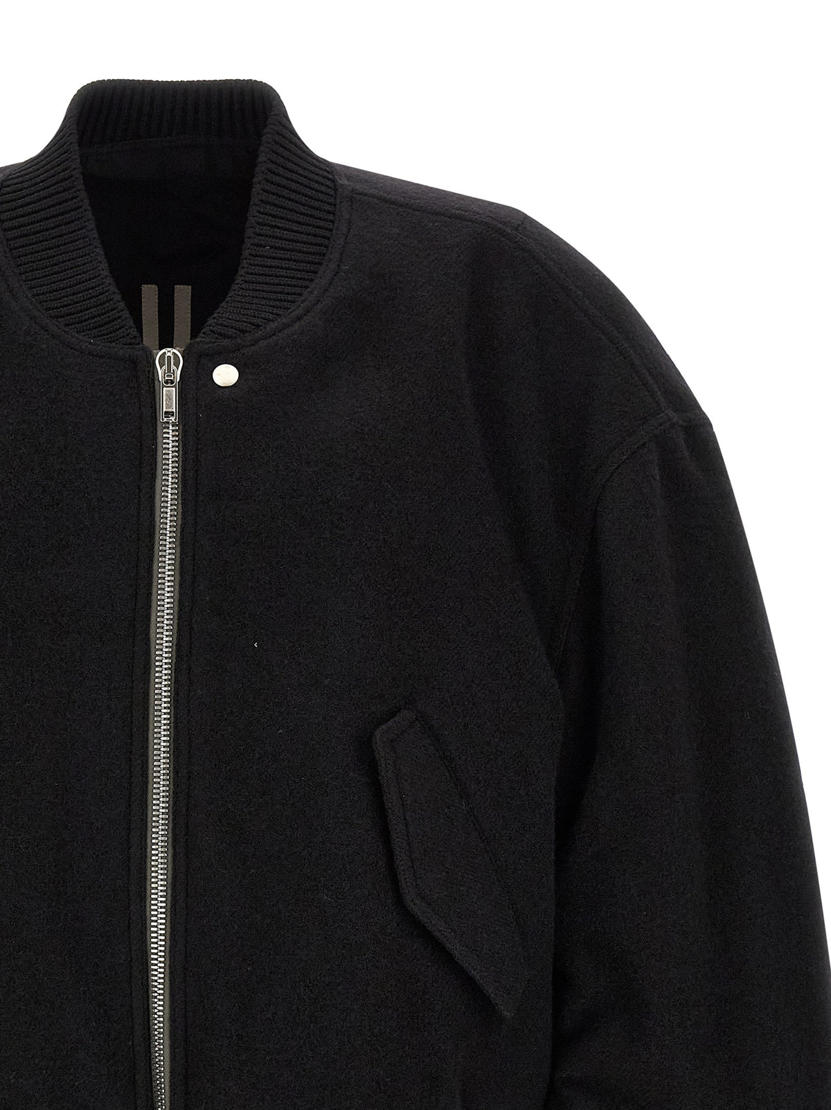 Rick Owens Schwarzer Bomber aus reiner Schurwolle