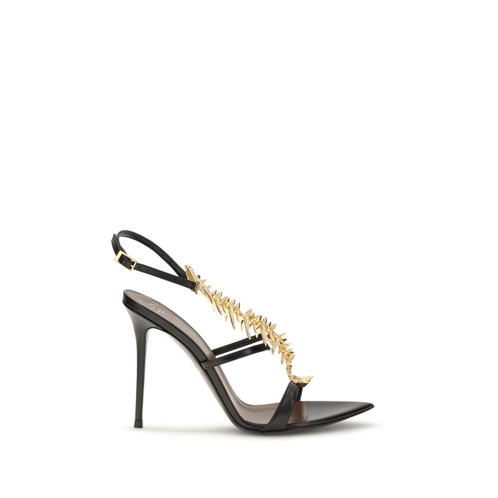 Giuseppe Zanotti Schwarze Bos Taurus Kalbsleder-Sandalen mit Stilettoabsatz