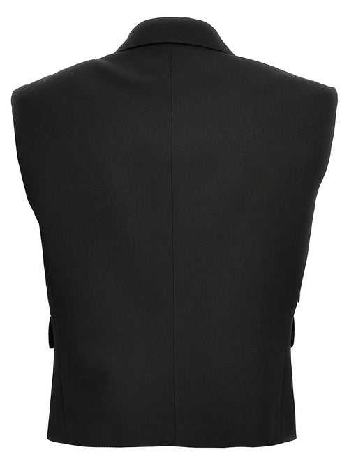 Dolce & Gabbana Schwarze ärmellose Seidenjacke