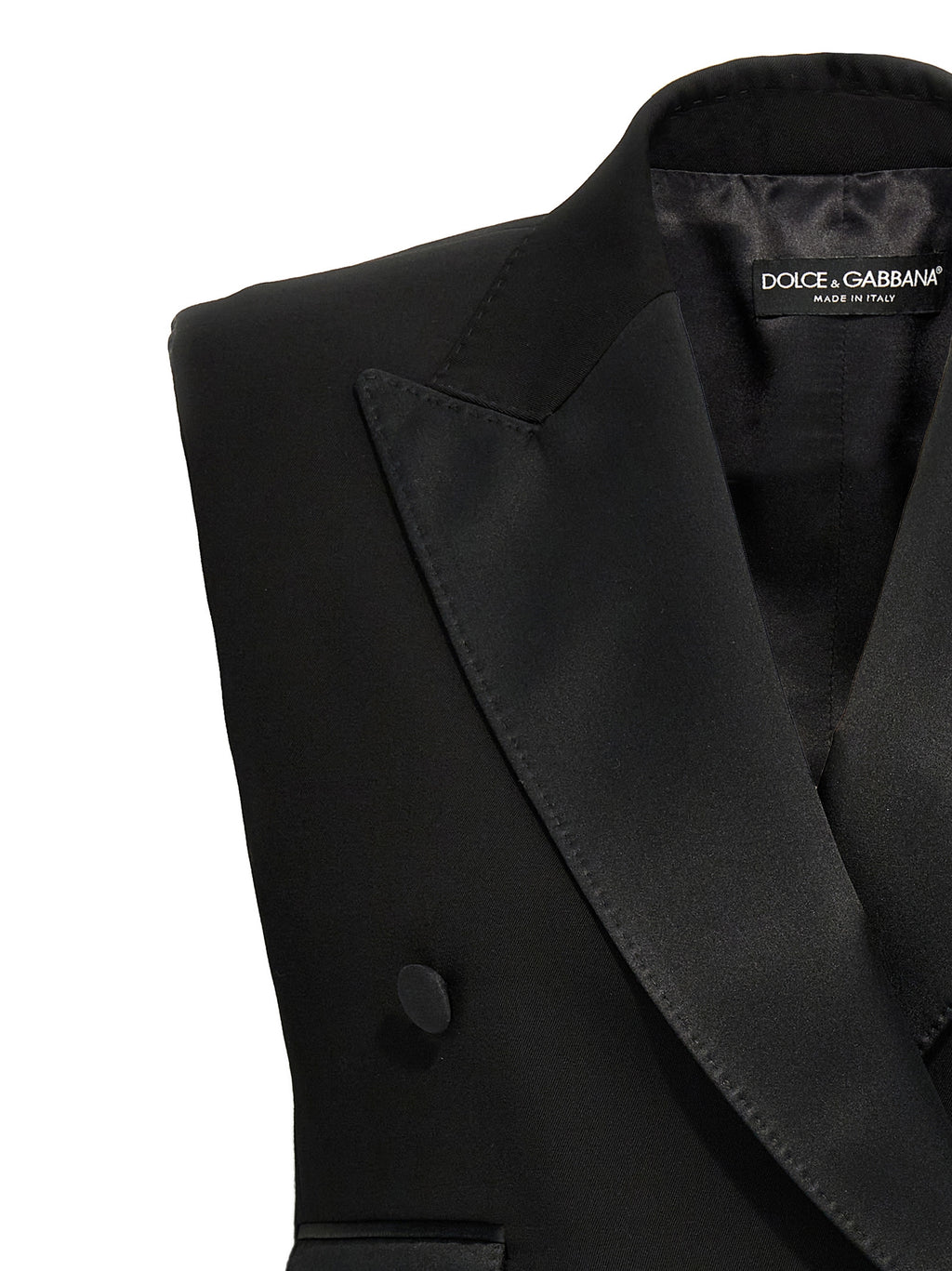 Dolce & Gabbana Schwarze ärmellose Seidenjacke