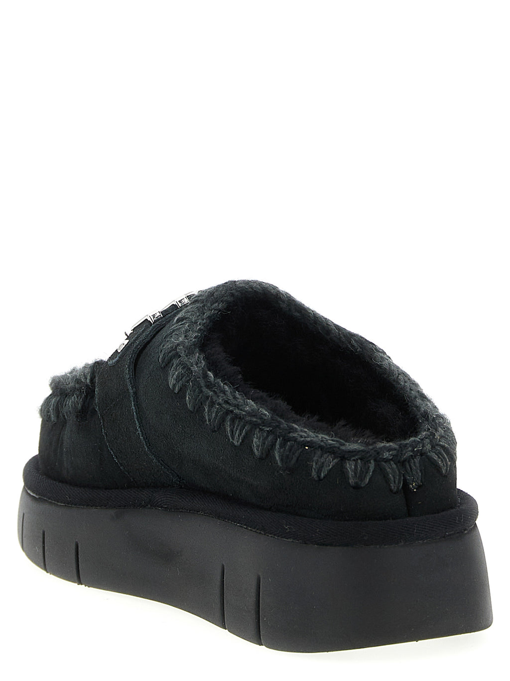 Mou Schwarze Lammleder-Clogs
