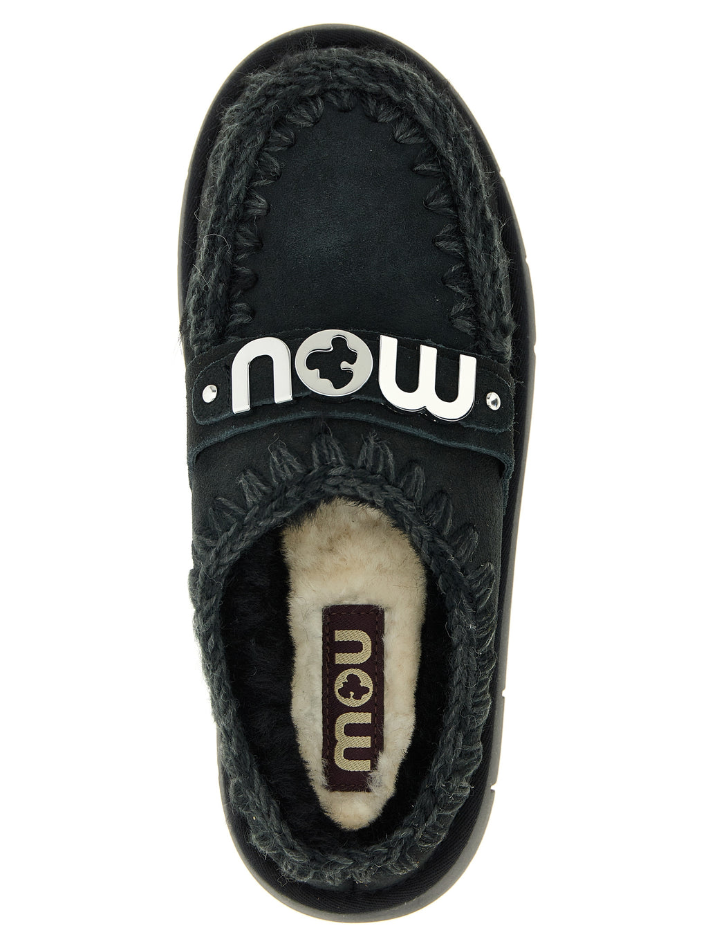 Mou Schwarze Lammleder-Clogs