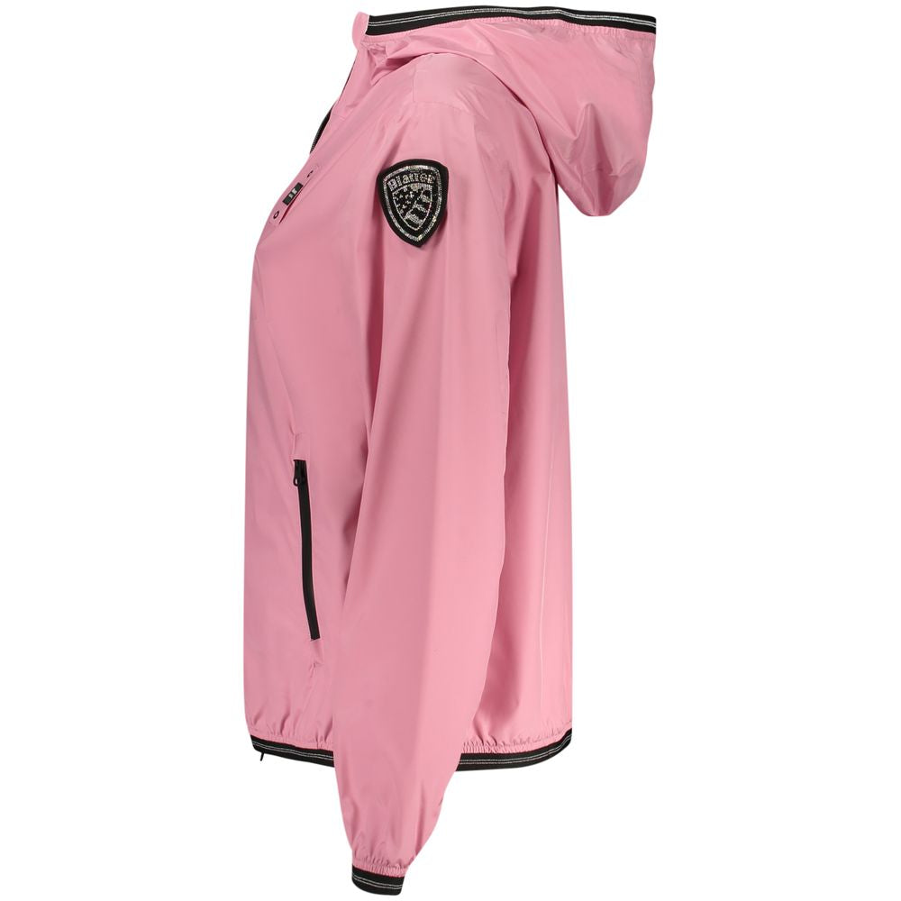 Blauer Rosa Poliammide Damenjacke