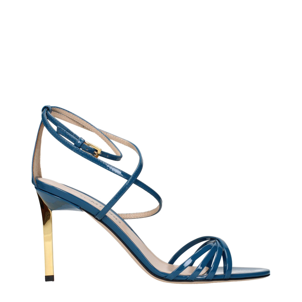 Tom Ford Blaue Sandalen mit Stiletto-Absatz aus Leder