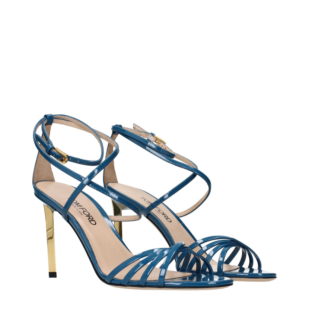 Tom Ford Blaue Sandalen mit Stiletto-Absatz aus Leder