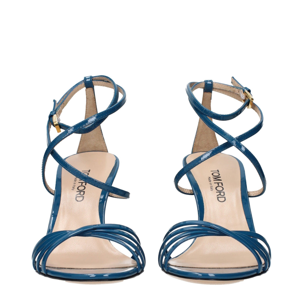 Tom Ford Blaue Sandalen mit Stiletto-Absatz aus Leder