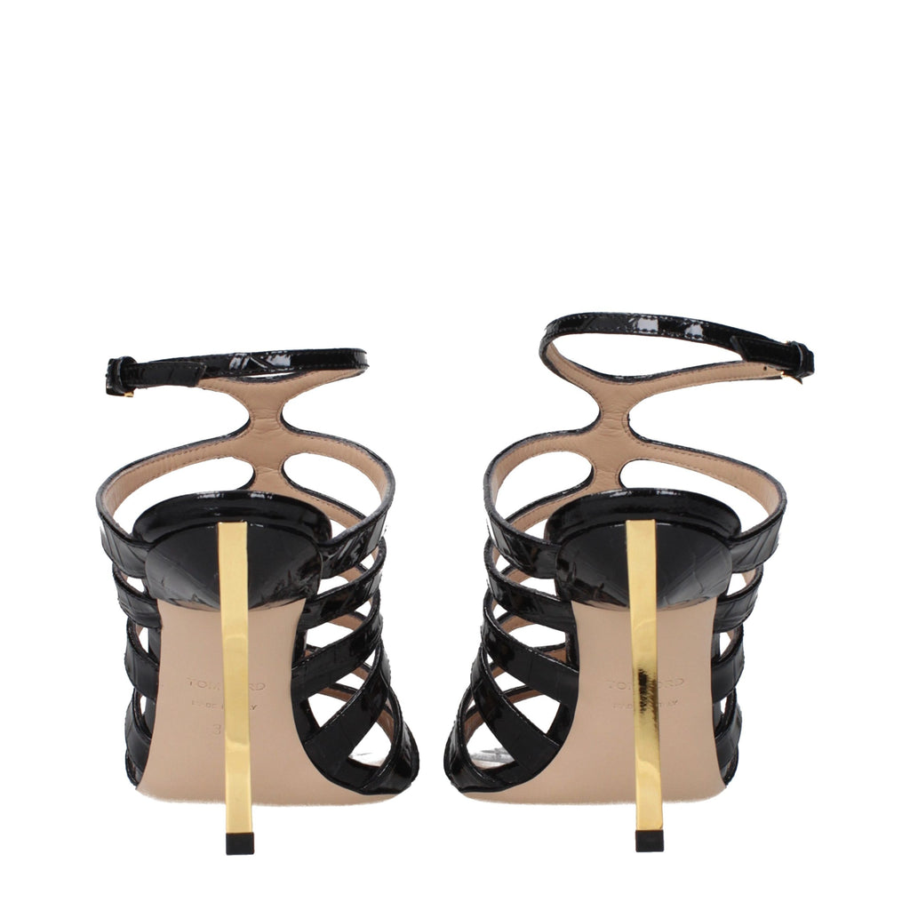 Tom Ford Schwarze Leder-Stiletto-Sandalen