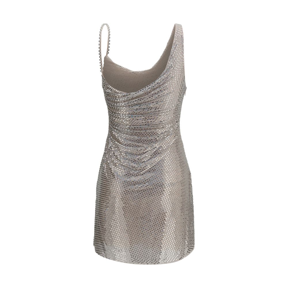 Self-Portrait Silbernes Cocktailkleid aus Polyester
