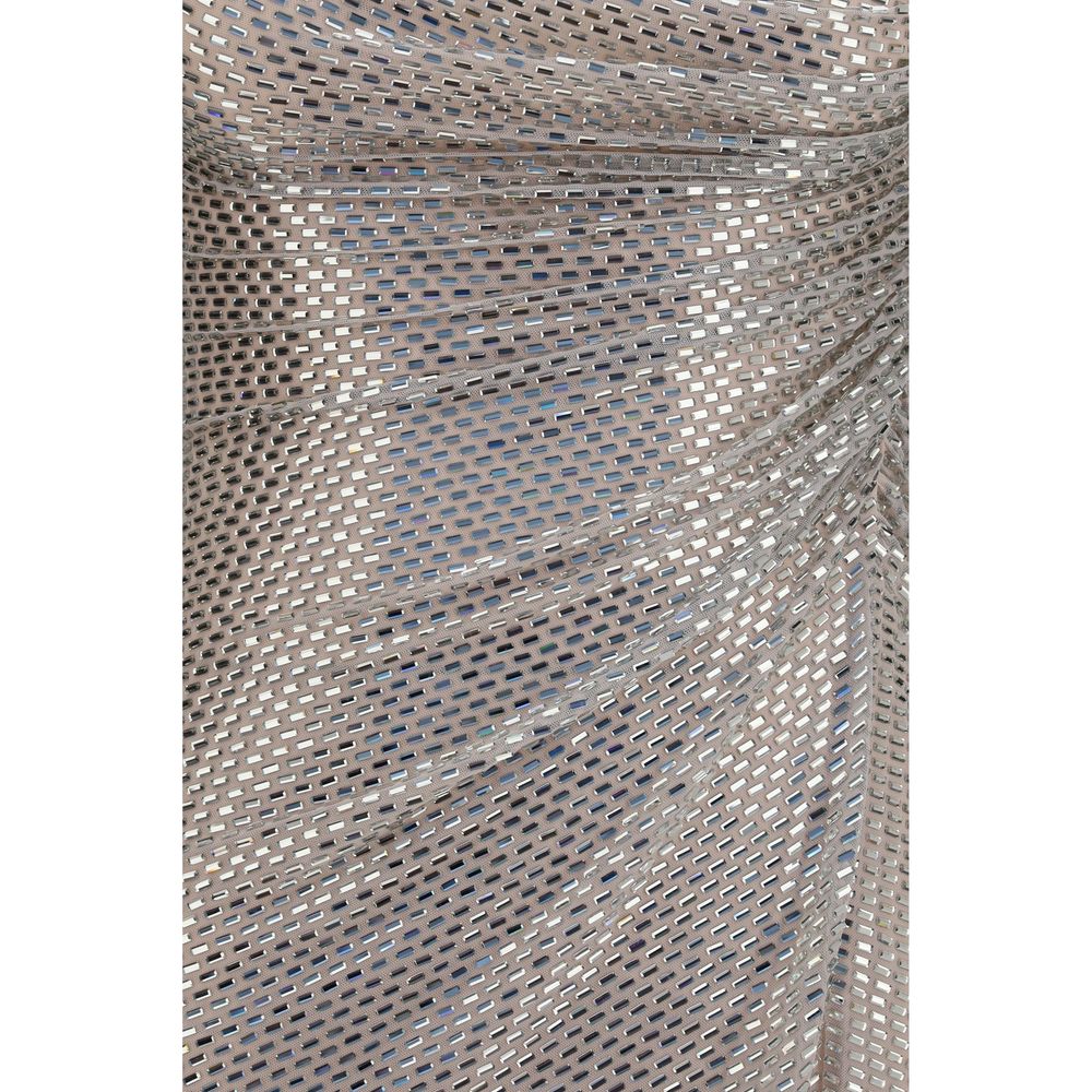 Self-Portrait Silbernes Cocktailkleid aus Polyester