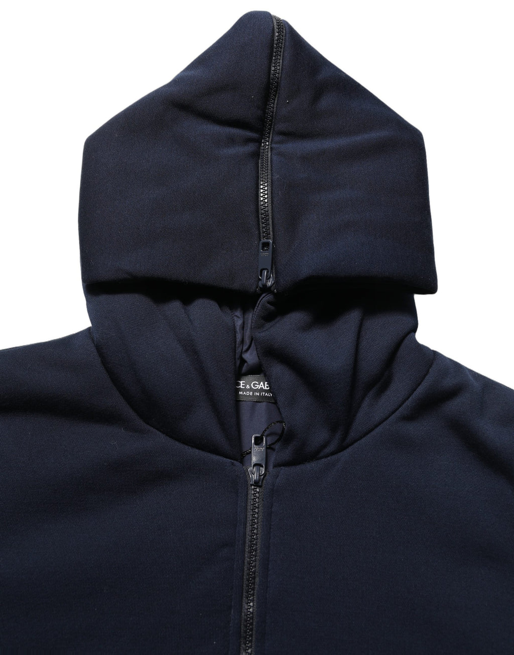 Dolce & Gabbana Schwarze Kapuzen-Bomberjacke aus Baumwolle mit durchgehendem Reißverschluss