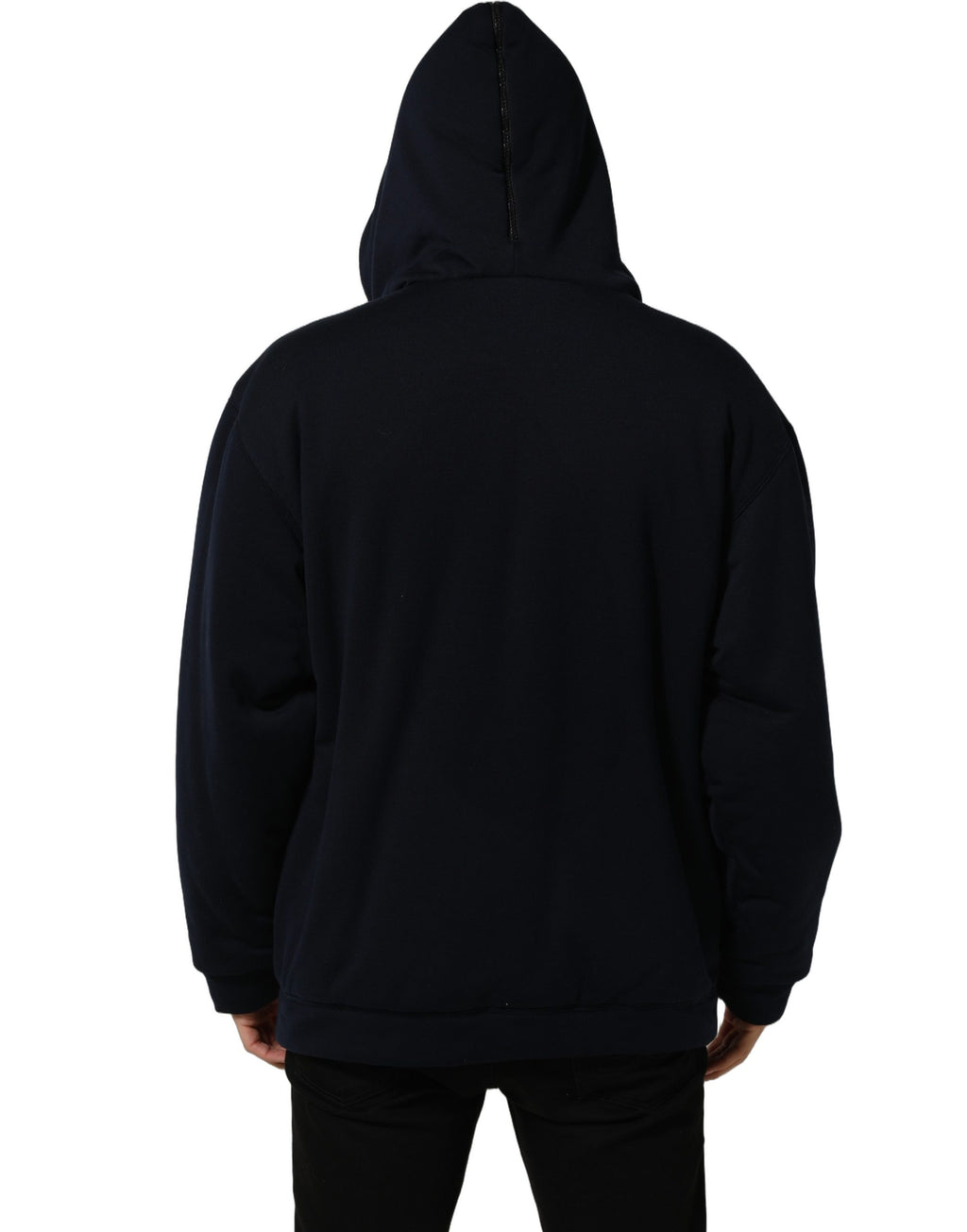 Dolce & Gabbana Schwarze Kapuzen-Bomberjacke aus Baumwolle mit durchgehendem Reißverschluss