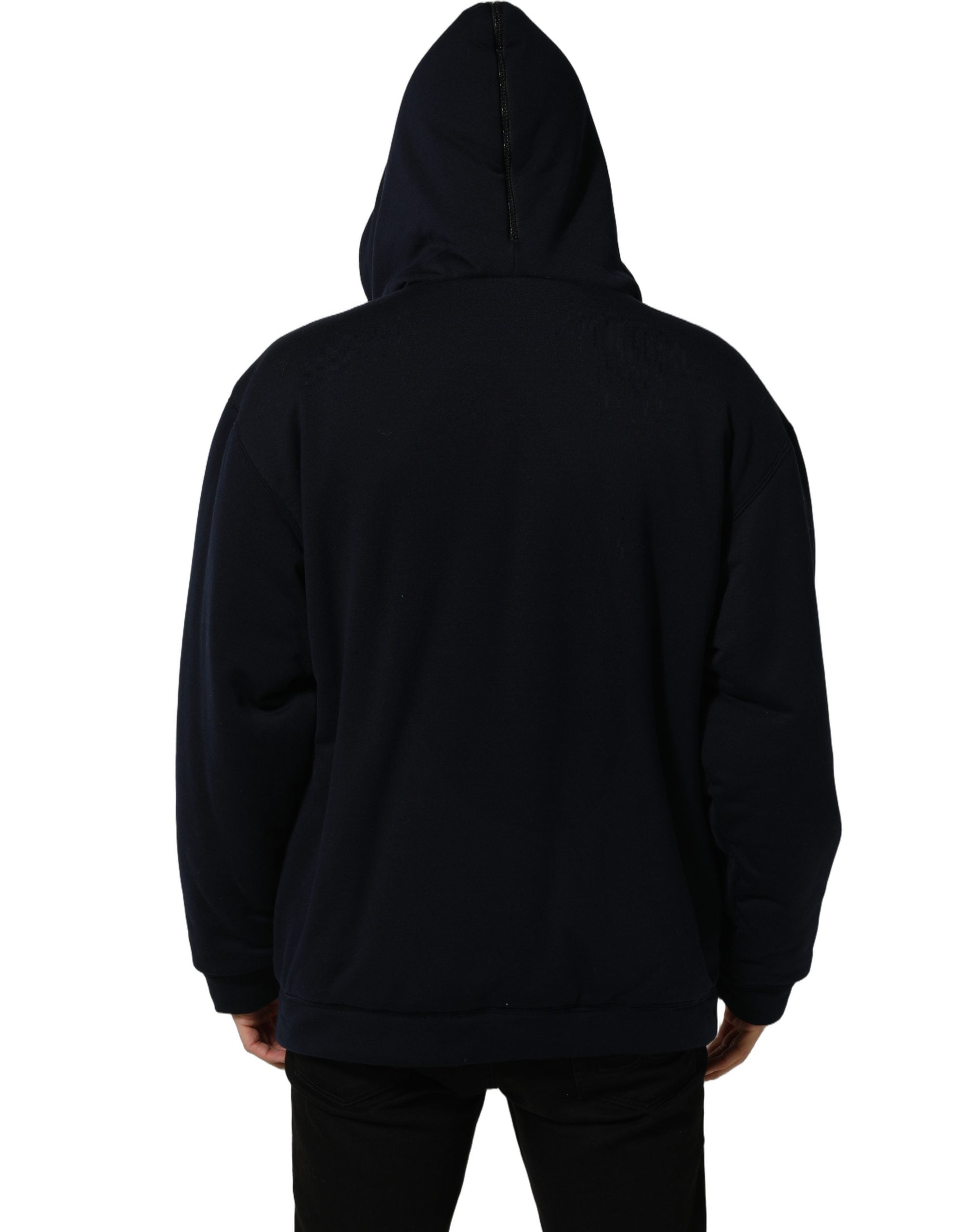 Dolce & Gabbana Schwarze Kapuzen-Bomberjacke aus Baumwolle mit durchgehendem Reißverschluss