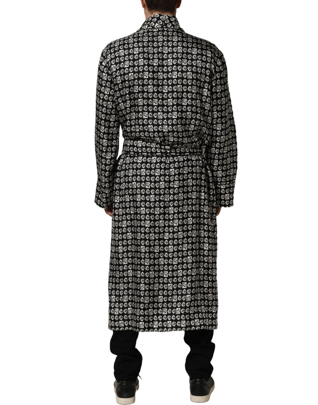 Dolce & Gabbana Seiden-Kimono-Mantel Schwarz-Weiß Herren
