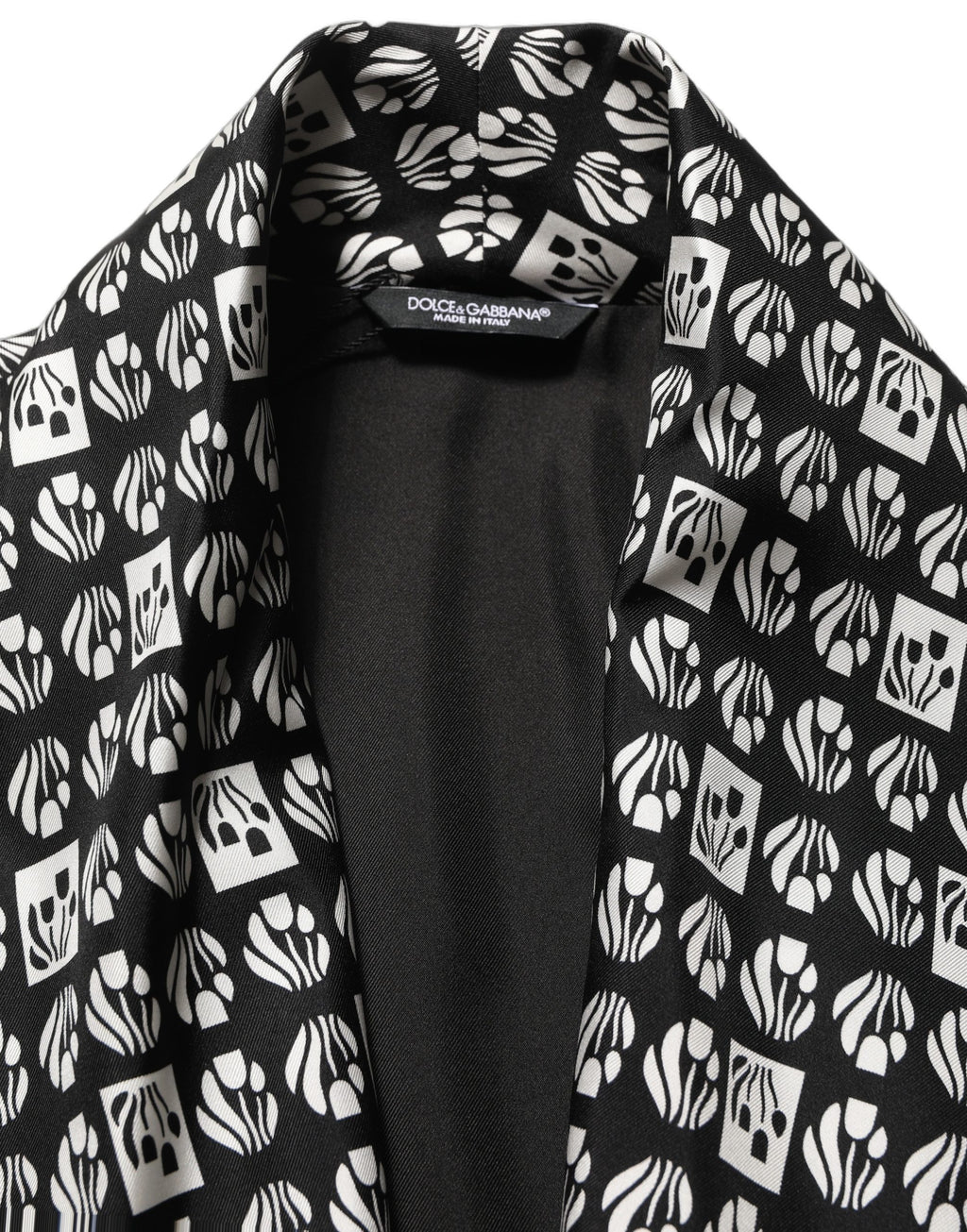 Dolce & Gabbana Seiden-Kimono-Mantel Schwarz-Weiß Herren