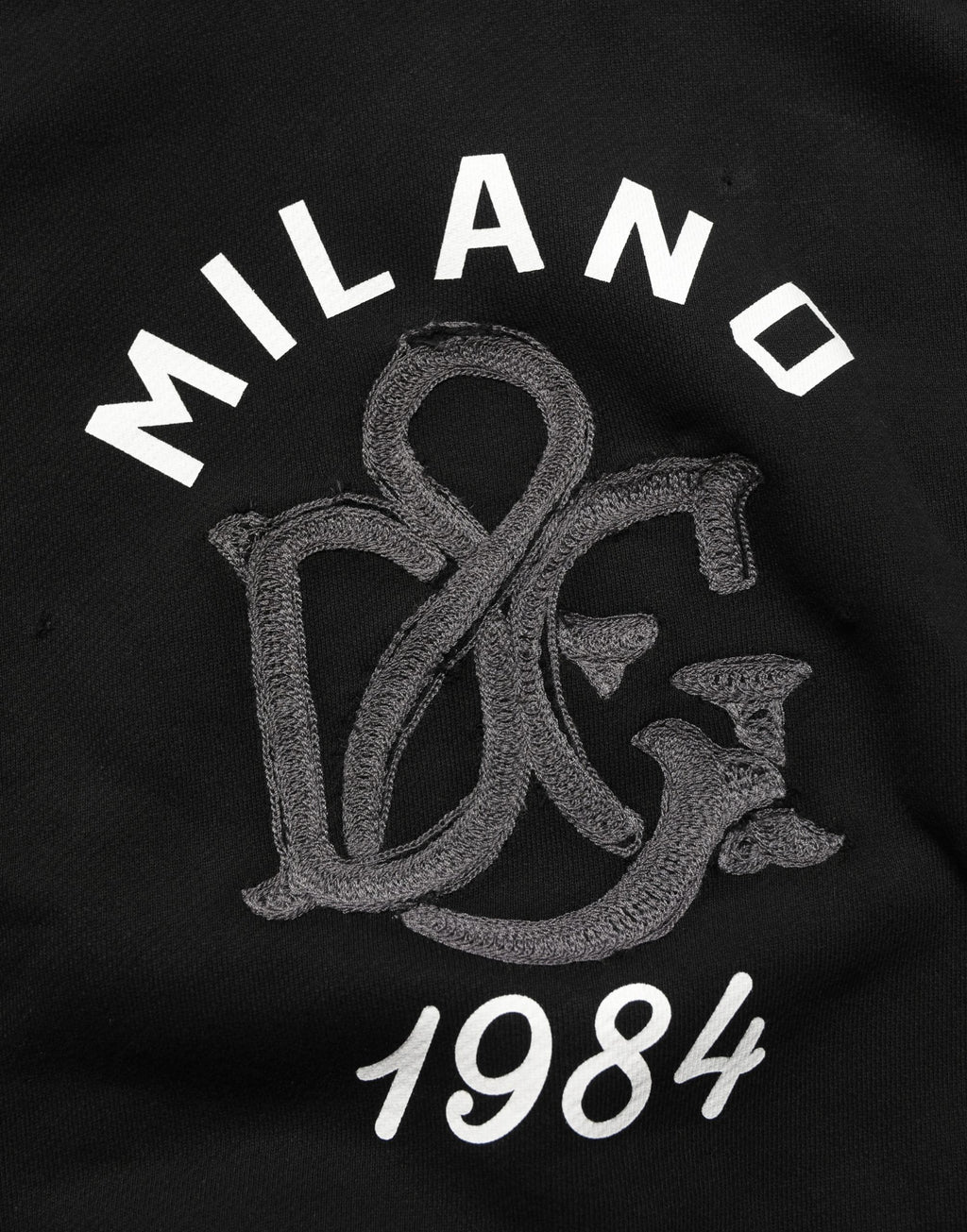 Dolce & Gabbana Schwarzer Kapuzenpullover aus Baumwolle mit Milano1984 Print