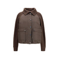 Brunello Cucinelli Braune Polyester-Jacke in voller Länge