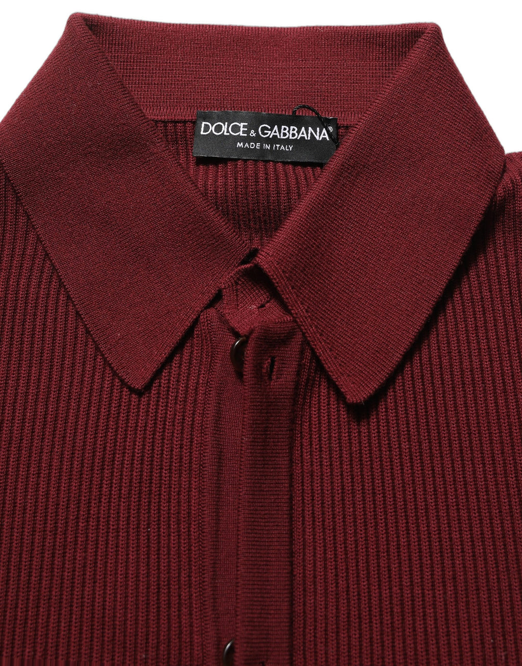 Dolce & Gabbana Burgunderfarbener Woll-Cardigan mit Knopfleiste