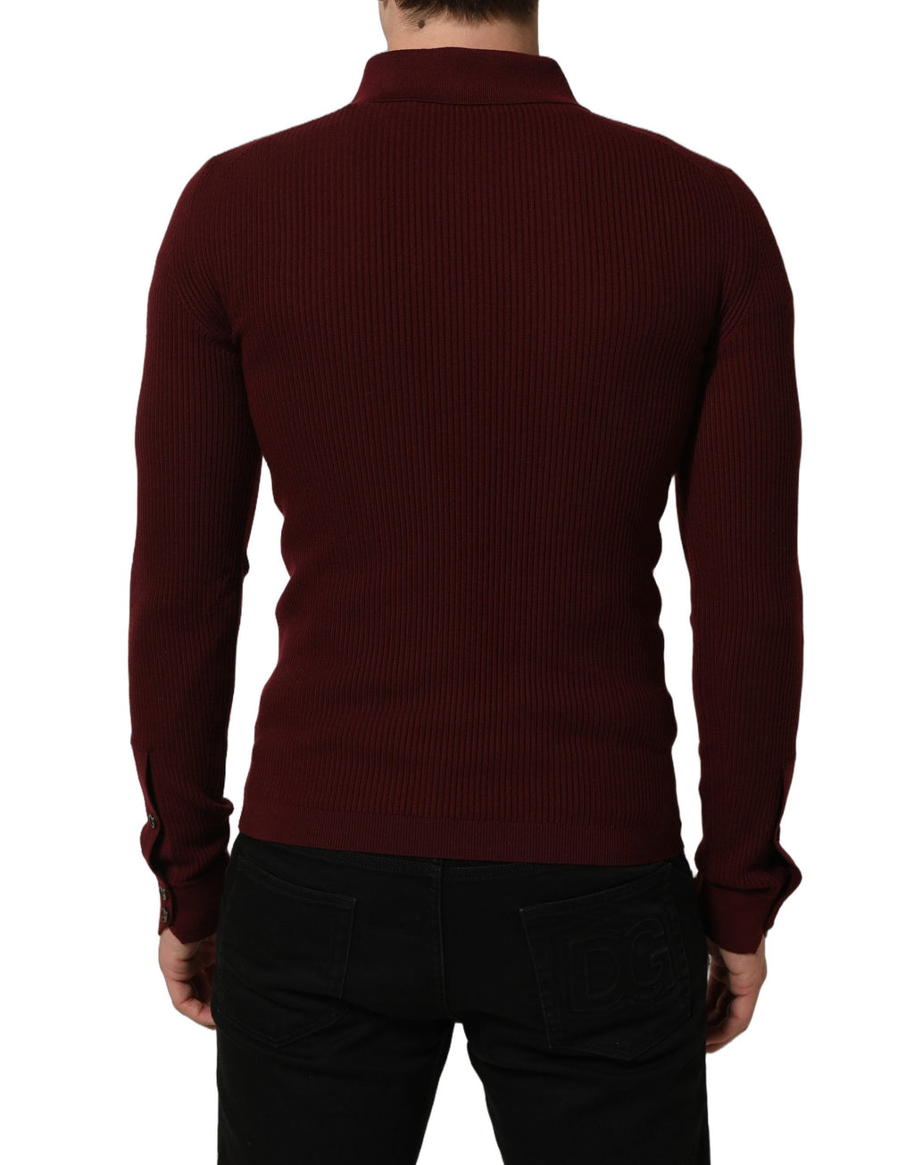 Dolce & Gabbana Burgunderfarbener Woll-Cardigan mit Knopfleiste