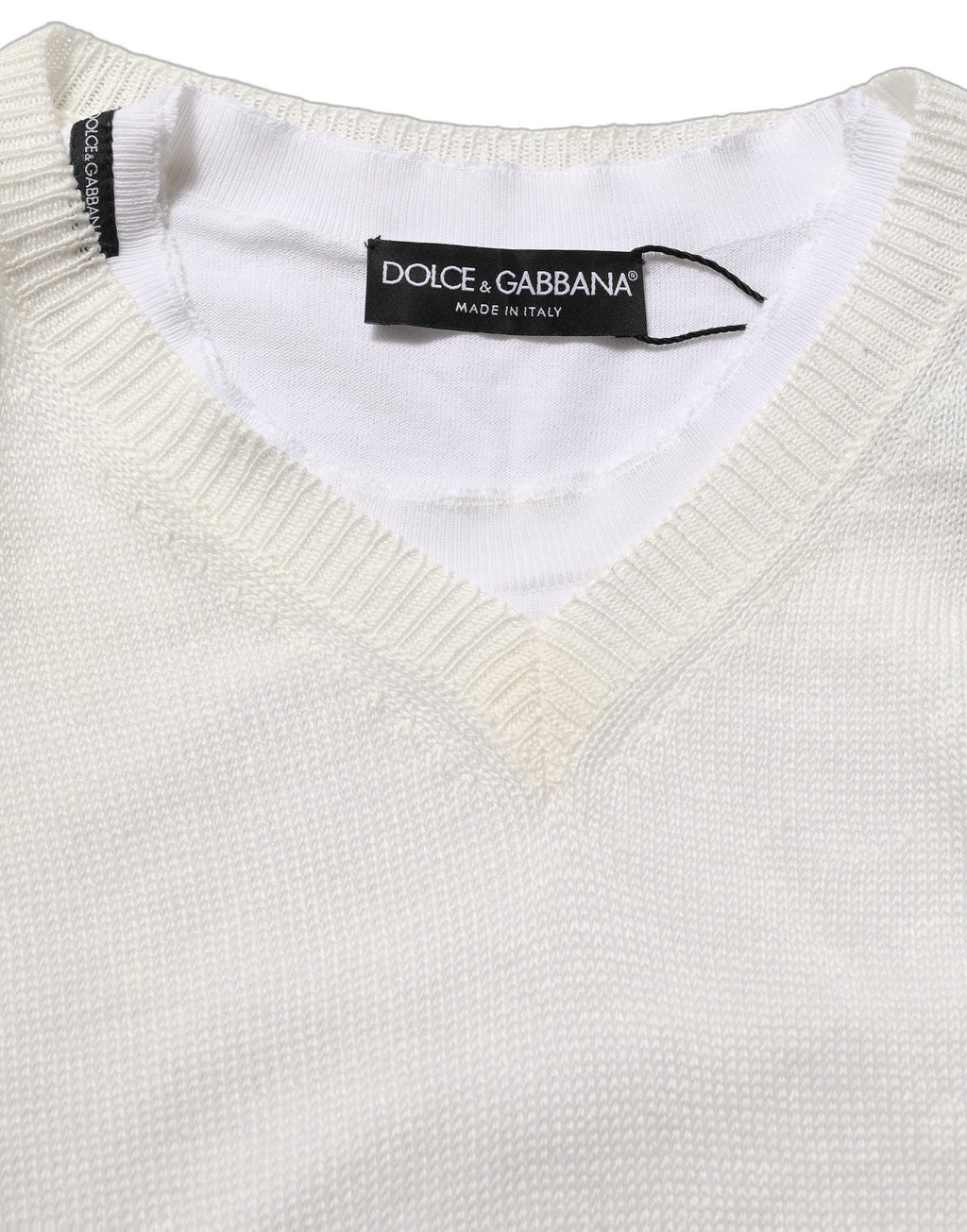 Dolce & Gabbana Weißer Leinen-Pullover mit Rundhalsausschnitt