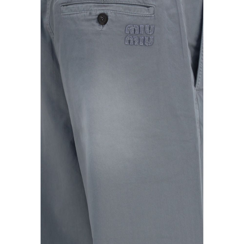 Miu Miu Graue Baumwoll-Freizeithose