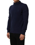 Dolce & Gabbana Blauer Wollstrick-Rollkragenpullover