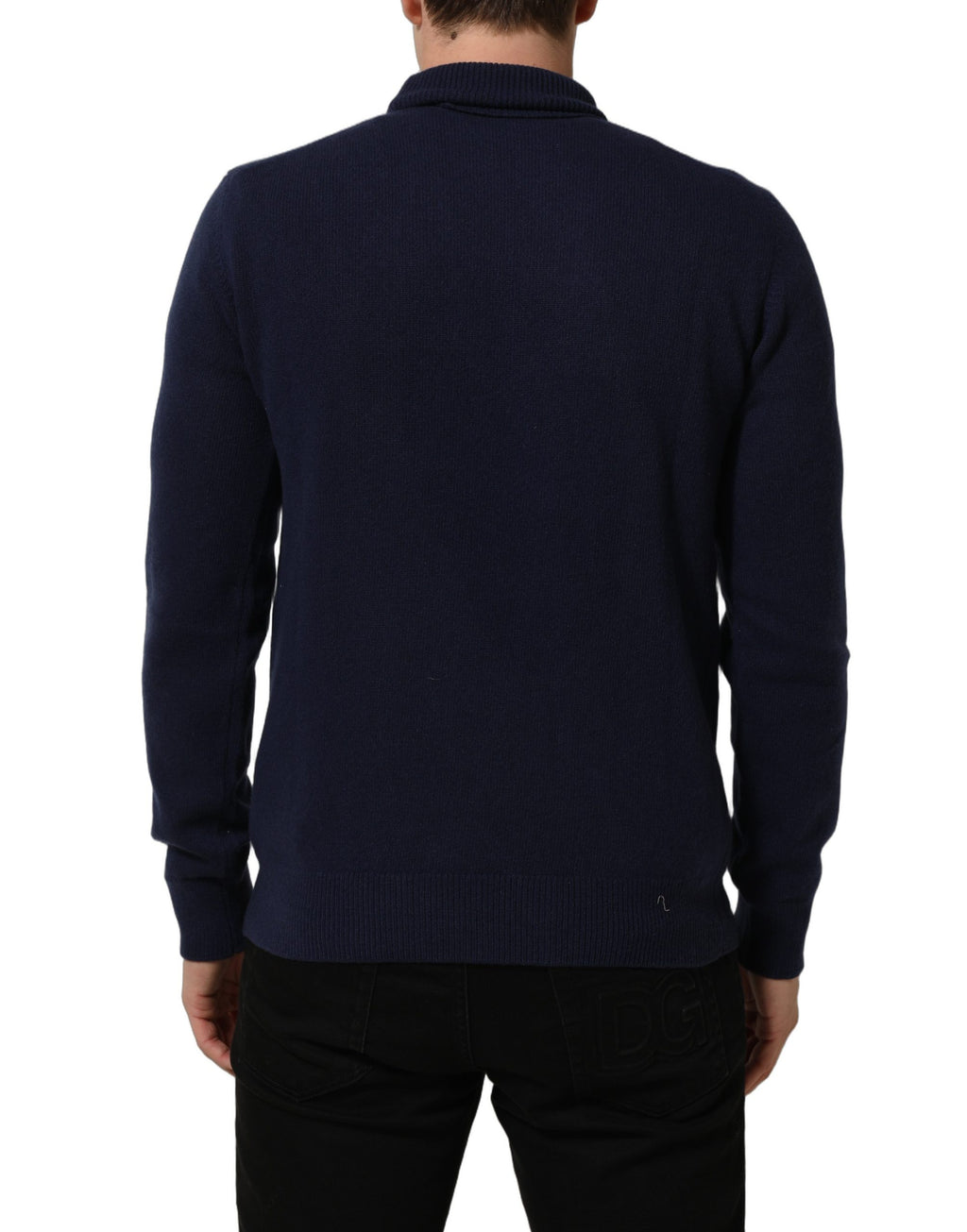 Dolce & Gabbana Blauer Wollstrick-Rollkragenpullover