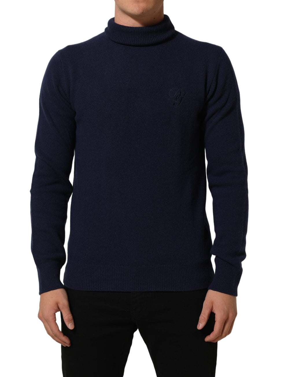 Dolce & Gabbana Blauer Wollstrick-Rollkragenpullover